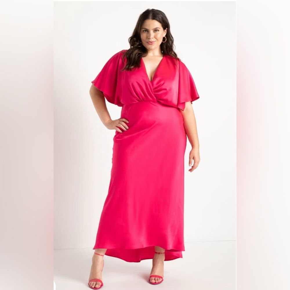 Eloquil Elegant Pink Maxi Dress Kimono Sleeve Maxi Dress size 16 plus size